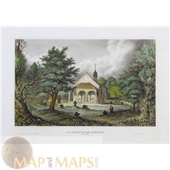 Battle Chapel Sempach Swiss Colored antique print 1850