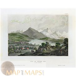 Switzerland old prints of Zug with Lake Zug by Meyer 1840