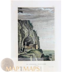 Switzerland old prints, Wildkirchli Caves by Meyer 1840 