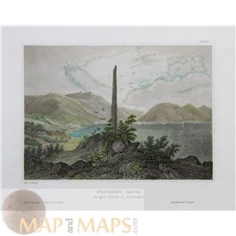  Frithiofs Bauta Stone, Norway antique print 1850