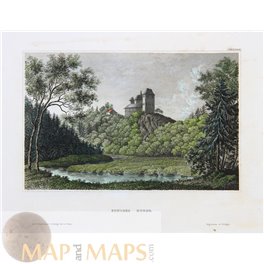 Germany authentic print Burgk Castle Thuringia Meyer 1939