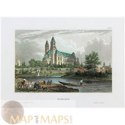 Germany, Speyer Cathedral antique print by Meyer 1850