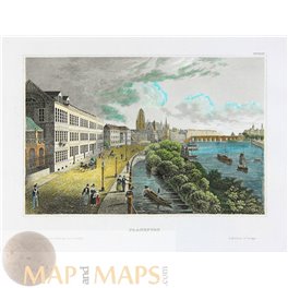 Germany Old City Prints of Frankfurt by Joseph Meyer 1849