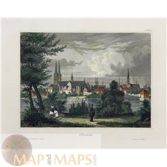 Blick auf das Dorf Lübeck, Deutschland. Joseph Meyer 1850