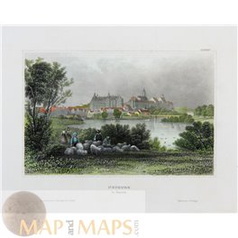Germany old prints, Neuburg on the Danube by Meyer 1836