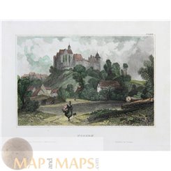 Germany old prints, Nossen Castle Saxony by Meyer 1850 