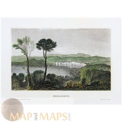 Greece old prints of Eretria Negroponte by Meyer 1840