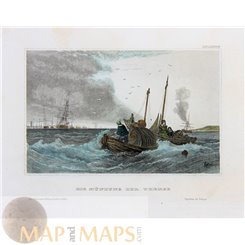 The Thames Estuary, antique hand colored print Meijers 1840