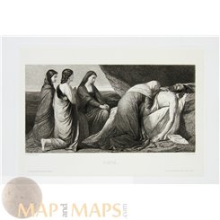 Pietà -Virgin Mary Etching by Johann Leonhard Raab 1883