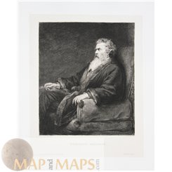 Portrait of a Man In Chair Antique Art Print Wilhelm Hecht 1890