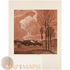 Landscape Chromo. Fine antique print Otto Fisher 1901
