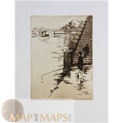 Eugene Bejot Standing Fisherman, the Seine Paris 1901