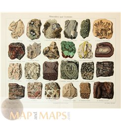 Minerals and Rocks. 19th Century Prints (2) Meyer