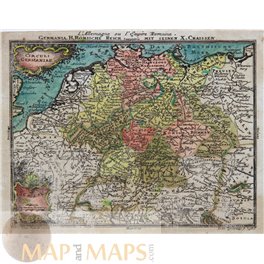 Germany Saxony miniature antique atlas map/Lotter/Lobeck 1760
