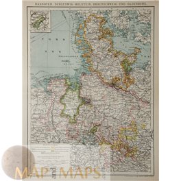 North Germany map Hannover Oldenburg Meyers 1905