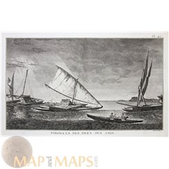 Canoes of the Friendly Isles Old Print Cook's Voyage 1778