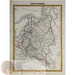 Russia Europe Old map Russie d’Europe by Migeon 1884