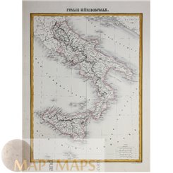 Southern Italy Italie Méridionale Migeon map 1884