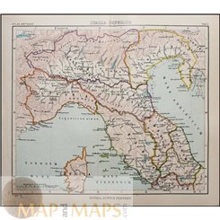 Antique map North Italy, Corsica Atlas antiques by Justus Perthes 1893