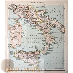Italy Sicilia antique map Italia Inferior Justus Perthes 1893