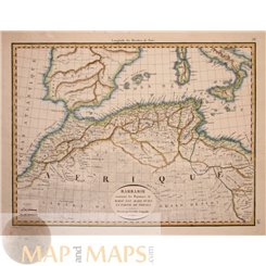 North Africa Antique map Barbarie Lapie 1816