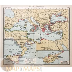 Greece History antique map Cyprus Justus Perthes 1893