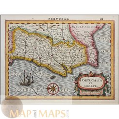 Portugalia et Algarve, Portugal map, Mercator Cloppenburgh 1630