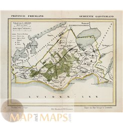 Gaasterland Friesland Antique map by Jacob Kuyper 1867