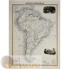 South America Falcon Islands detailed antique map by J. Migeon 1884