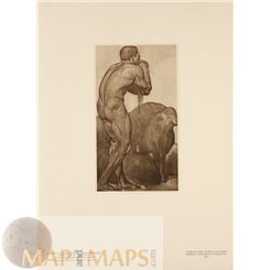 The Shepherd Art Print Nude Ludwig Schmidt Reutte 1901.