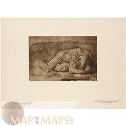 RECLINING NUDE, MAN,FINE ART PRINT, LIEGENDER AKT, L. SCHMIDT REUTTE, 1913