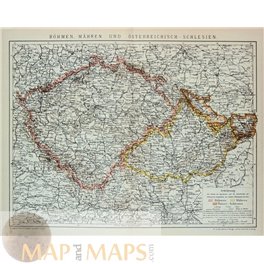 Bomemia Germia Austria Antique map 1892