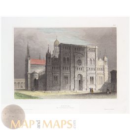 Certosa di Pavia monastery Milan Antique Print Italy 1850