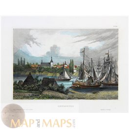 Rendsburg Rendsborg on the Eider old antique print 1838