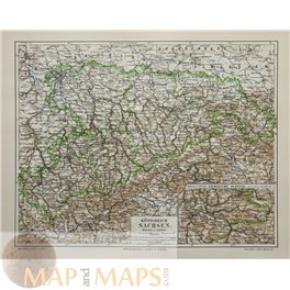 ELBERFELD - BARMEN GERMANY ANTIQUE MAP 1892