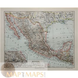 MEXICO ANTIQUE MAP MEXIKO MEYERS 1856