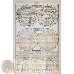 General map of Mars old print Meyers 19th Century