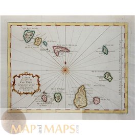 Cap Verd Islands, antique map by Bellin/van Schley 1750 