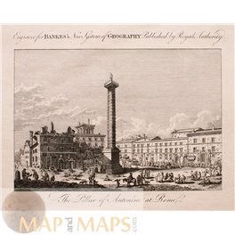 The Pillar of Antoine at Rome, Italy, Old antique print Bankes 1780