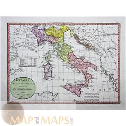 Italy old map L'Italia Aduso de Licci by Batelli 1820