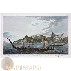 Vue de la Baye de la Resolution Las Marquesas, Cook Voyages 1778