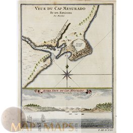 1764 SEA MAP, AFRICA, CAP MESURADO, LIBERIA, BY BELLIN