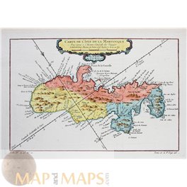 Carte De L’isle De La Martinique West Indies map Bellin 1758
