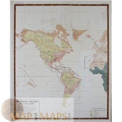 Western Hemisphere Old map westlichen Erdhaelfte.Bauerkeller 1858