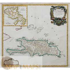 Isles de Saint Domingue Old map Saint Domingue by Vaugondy 1757