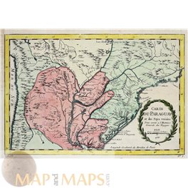 Paraguay Alte Karte Carte du Paraguay Buenos Aires Bellin 1756