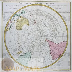 Carte de L'Hemisphere Austral, Voyages Cook. Australia, New Zealand. Bellin 1778