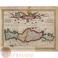 Greece Island maps, Isle Et Royaume De Candie. Crete by Chiquet 1719.
