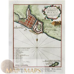 Malaysia Fortress De Vesting Malaca old map Bellin 1750
