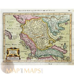 Macedonia Epirus et Achaia. Gerard Mercator, Original atlas map 1651